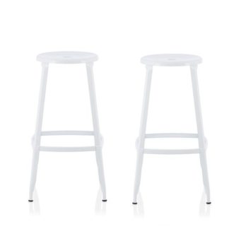 An Image of Bryson 66cm Metal Bar Stools In White In A Pair