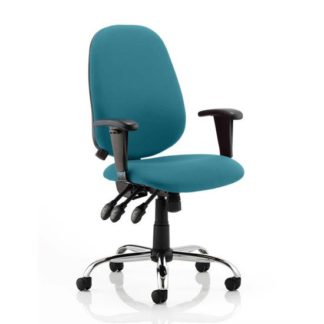 An Image of Lisbon Office Chair In Maringa Teal With Arms