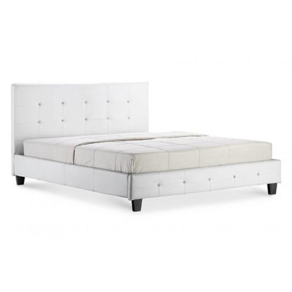 An Image of Quartz Faux Leather Double Bed In White