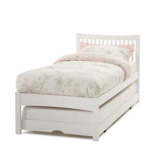An Image of Mya Hevea Wooden Single Bed and Guest Bed In Opal White
