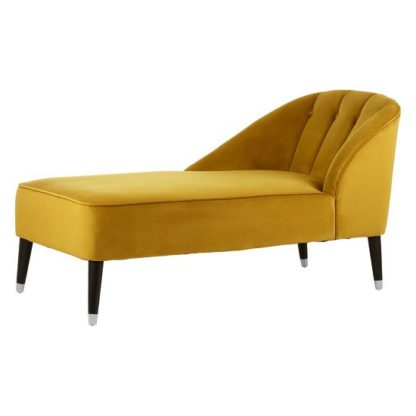 An Image of Agoront Velvet Upholstered Chaise Longue In Yellow Finish
