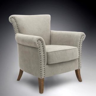 An Image of Amira Fabric Arm Chair In Natural With Wooden Legs