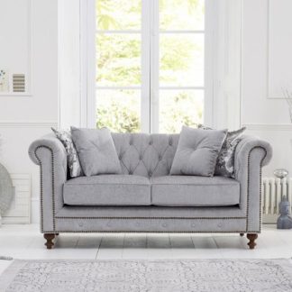 An Image of Mentor Fabric 2 Seater Sofa In Grey With Dark Ash Legs