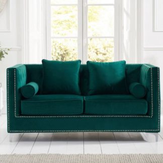 An Image of Mulberry Modern Fabric 2 Seater Sofa In Green Velvet