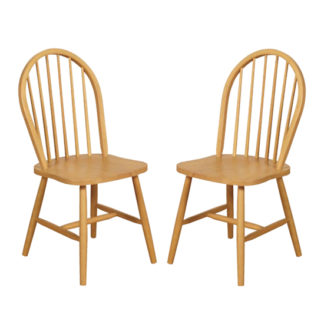 An Image of Marsic Light Oak Spindleback Dining Chair In Pair