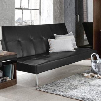 An Image of Seattle Faux Leather Sofa Bed In Black