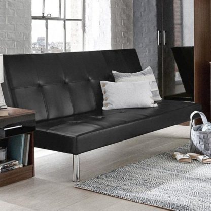 aea27aad16c86362ece144e206d937a1388a6c6494a1ed7d71be8176eca9996d.jpg An Image of Seattle Faux Leather Sofa Bed In Black