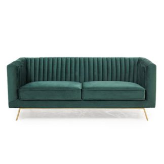 An Image of Achird Velvet 2 Seater Sofa In Green
