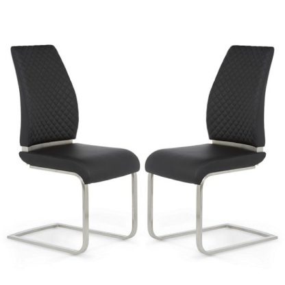 af0d3999fd6becb0360a8271bec9710c5130a2d1cfd6f41901bbbb99aba19dba.jpg An Image of Adene Dining Chair In Black Faux Leather In A Pair