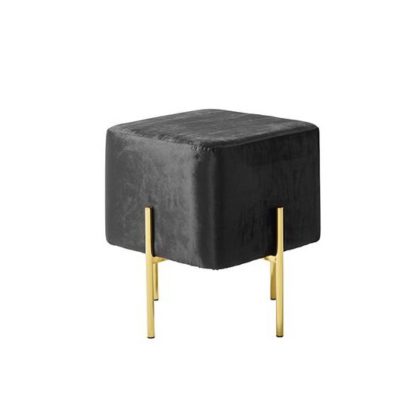 An Image of Ryman Stool In Black Velvet And Gold Plated Stainless Steel