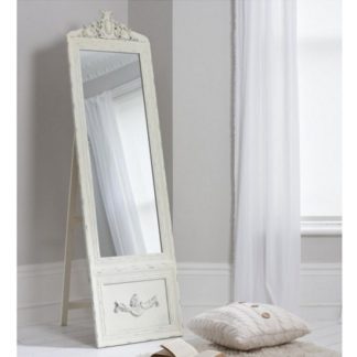 An Image of Gracie Cheval Floor Standing Vintage Mirror In Cream