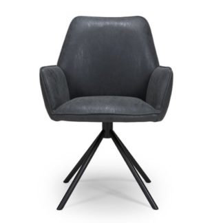 An Image of Uno PU Fabric Dining Chair In Wax Grey