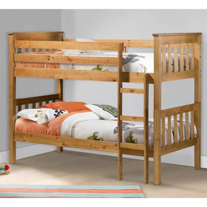 An Image of Portland Wooden Bunk Bed In Antique Pine