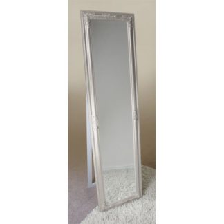 An Image of Rocco Cheval Floral Champagne Frame Freestanding Mirror