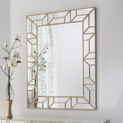 b0461fb0bd5c5708125570d9e726134d044c7eb9ec25ef44a78cfa40e0ea782b.jpg An Image of Dresden Decorative Wall Mirror Rectangular In Painted Gold
