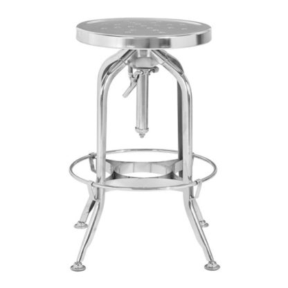 An Image of Dofida Adjustable Metal Bar Stool In Silver