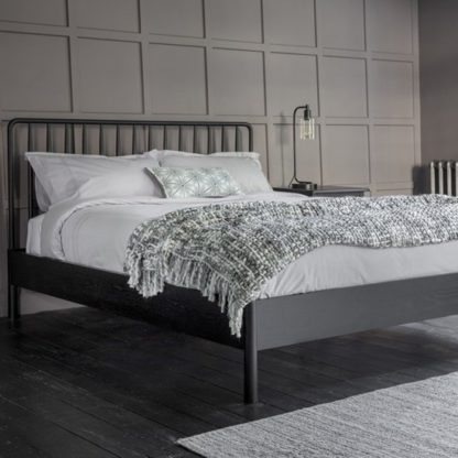 An Image of Wycombe Wooden Spindle King Size Bed In Black