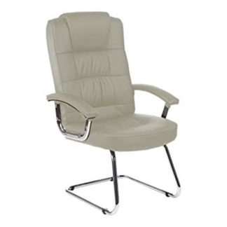 An Image of Moore Leather Deluxe Visitor Chair In White With Arms