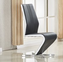 An Image of Gia Dining Chair In Black White Faux Leather With Chrome Base