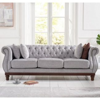 An Image of Ruskin 3 Seater Sofa In Grey Plush With Dark Ash Legs