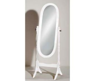An Image of Oval Wooden Cheval Floor Standing Mirror In White