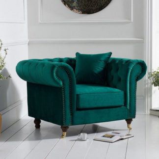 An Image of Holbrook Chesterfield Sofa Chair In Green Velvet