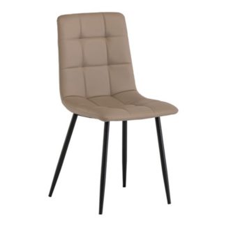 An Image of Manhattan Leather Dining Chair In Taupe