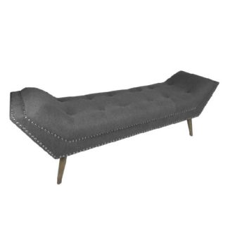 An Image of Monsoon Modern Large Chaise In Charcoal Grey Fabric