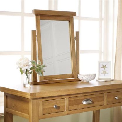 b22f19d44ce691c9218444455147c27fcdcdefb254070ff119f037680b12ac35.jpg An Image of Woburn Wooden Mirror In Oak