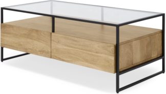 An Image of Kilby Storage Coffee Table, Light Mango Wood and Glass