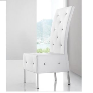 An Image of Asam Studded Faux Leather Dining Room Chair in White