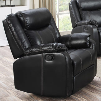 An Image of Leeds LeatherLux And PU Recliner 1 Seater Sofa In Gun Metal