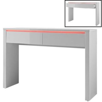 An Image of Chique Console Table In White High Gloss With 2 Drawers And LED