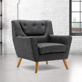 An Image of Stanwell Sofa Chair In Grey Fabric With Wooden Legs