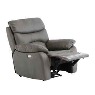An Image of Layla Fabric Electric Recliner Armchair In Grey