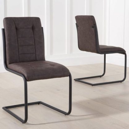 An Image of Columba Brown Dining Chairs In Pair