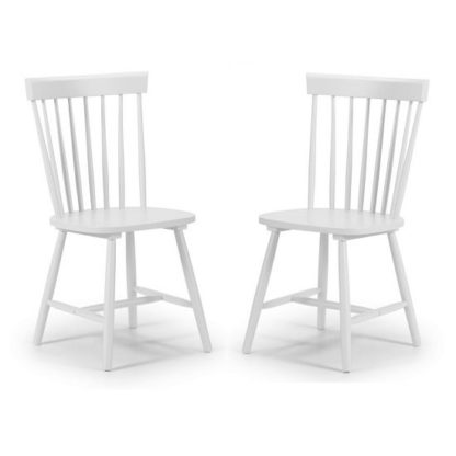 An Image of Snodland Wooden Dining Chair In White Lacquer In A Pair