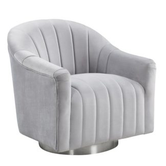 An Image of Tiffany Swivel Lounge Chaise Chair In Silver