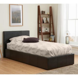 An Image of Berlin Fabric Ottoman Single Bed In Brown