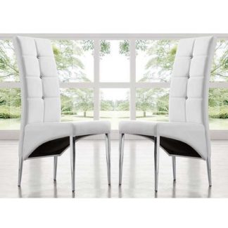 An Image of Vesta Modern Dining Chair In White Faux Leather In A Pair
