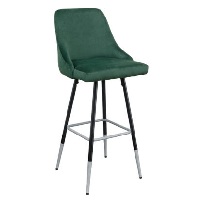 An Image of Fiona Green Fabric Bar Stool With Metal Legs