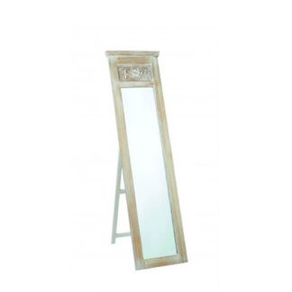 An Image of Senegal Contemporary Wooden Floor Mirror In Oak