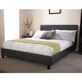 An Image of Alioth Faux Leather King Size Bed In Black