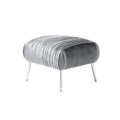 An Image of Marlox Modern Stool Charcoal Velvet With Chrome Legs