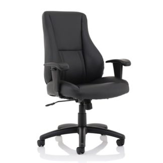 An Image of Winsor Leather Office Chair In Black With No Headrest
