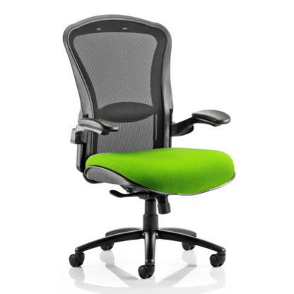 An Image of Houston Heavy Black Back Office Chair With Myrrh Green Seat