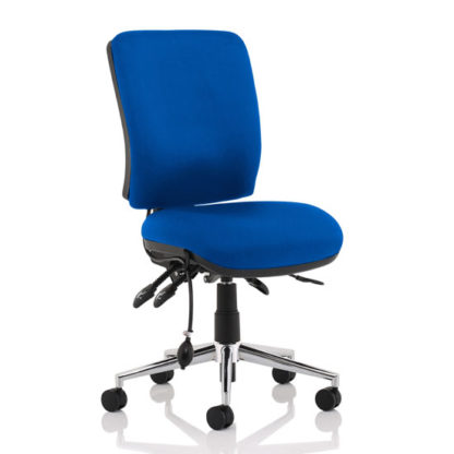 b4a4d8f10bb6bcbe5257224e188b58e46583f546d63fc0c6f167bae3514d8001.jpg An Image of Chiro Fabric Medium Back Office Chair In Blue No Arms