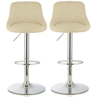 An Image of Trezzo Modern Bar Stool In Cream Faux Leather In A Pair