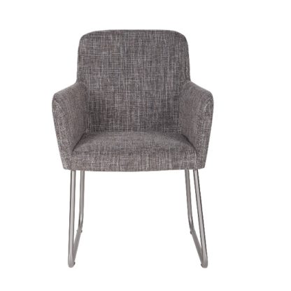 An Image of Elsa Dining Armchair Grey Fabric With Silver Frame