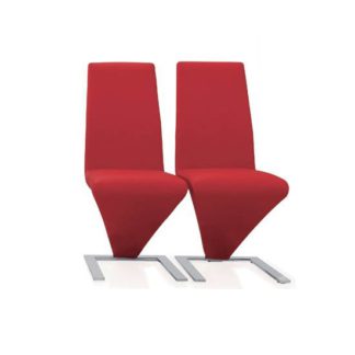 An Image of Demi Z Dining Chairs In Red Faux Leather in A Pair